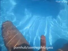 mom sneaks step son underwater handjob & cum underwater swiming in public Thumb