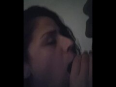 Sucking big black cock cum on my face and mouth Thumb