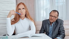 Dumb Russian Redhead Taking Care of Old Teacher&#039_s Grades To Pass Exam Thumb