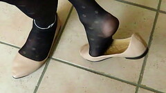 beige MAIERNISI ballet flats, pantyhose and anklet - shoeplay by Isabelle-Sandrine Thumb