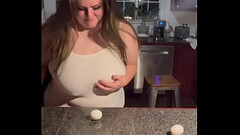 BBW Smashes Egg With Big Boobs Thumb