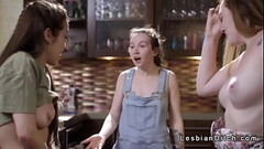 Brat lesbian fucks plumbers apprentice in the kitchen Thumb