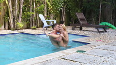 Stepsister Seduces and Rides Her Stepbrother&#039_s Cock Beside the Pool - Famlust Thumb