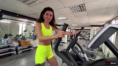 Risky public sex in the gym with hot cum swallowing Thumb