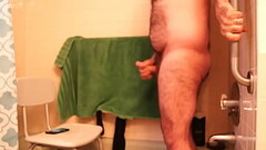 Bear masturbating his big uncut cock shoots a massive cumshot! Thumb