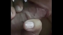 Horny wife sucking Thumb