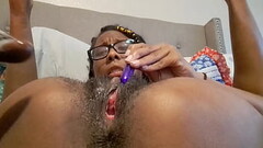 Qutie Quinn Plays with Hairy Pussy Thumb