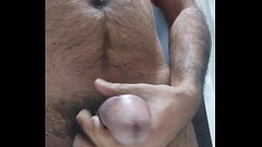 Hairy man jerking off with huge dick Thumb