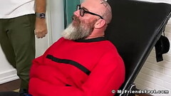 Bound hunk with big beard endures tickling torment from dom Thumb