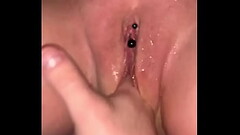 MILF Pierced Pussy Slow Motion Squirt Thumb