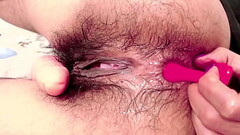 Doble Penetration in Hairy Pussy and Hairy Ass Thumb