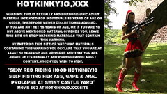 Sexy Red Riding Hood Hotkinkyjo self fisting her ass, gape &amp_ anal prolapse at Swiny Castle yard Thumb