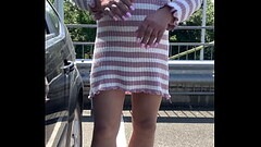 kelly cd on a carpark in pink jumper dress and nude pantyhose Thumb