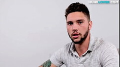 Tattooed stud stroking his hairy shaft during solo scene Thumb