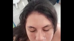 Latina teen slut gets Huge cumshot in the Kitchen after I caught her in the bathroom! Slow motion fa Thumb