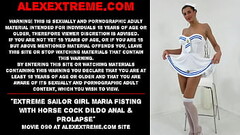 Extreme sailor girl Maria Fisting with horse cock dildo anal &amp_ prolapse Thumb