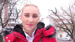 GERMAN SCOUT - Slim Girl Lulu in fur jacket and Leggings Pickup and Cheating Fuck on Street Thumb