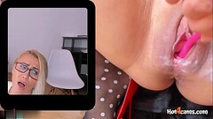 Euro MILF slut with vibrator in pussy is squirting rivers at work / ONLINE NOW on kate.hot4cams.com Thumb