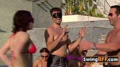 Naughty group of swingers is playing naked blindfolded sex games! Thumb