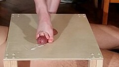 Domina bare feet cock stomping &amp_ footjob with huge cumshot pt2 HD Thumb