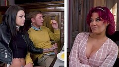 Rebellious Teen Girlfriend Kimber Veils Sucks BF&#039_s Dick While Having Lunch With His ! Thumb