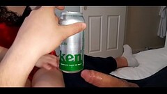 His neighbor drinks beer and at the same time sucks his cock deep and spit it out. Thumb