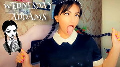 Wandinha Addams Fazendo Ahegao e garganta Profunda - Exxxtra Sloppy Ahegao Deepthroat BJ Wednesday A Thumb