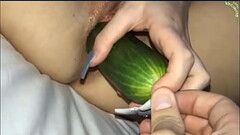 18 Year Old Girlfriend Fucking Herself With Huge Cucumber Then Cums Hot Amateur Cucumber Cam Homemad Thumb