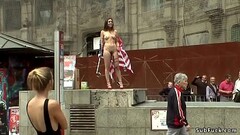 Naked American tourist in public outdoor Thumb