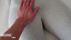 Touching her pussy in grey Yogapants Thumb